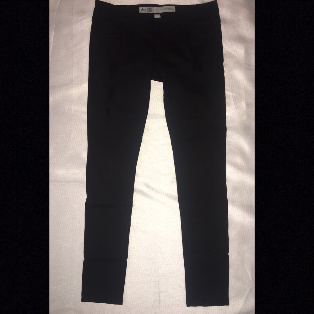 Charlotte Russe Black Distressed Skinny Denim